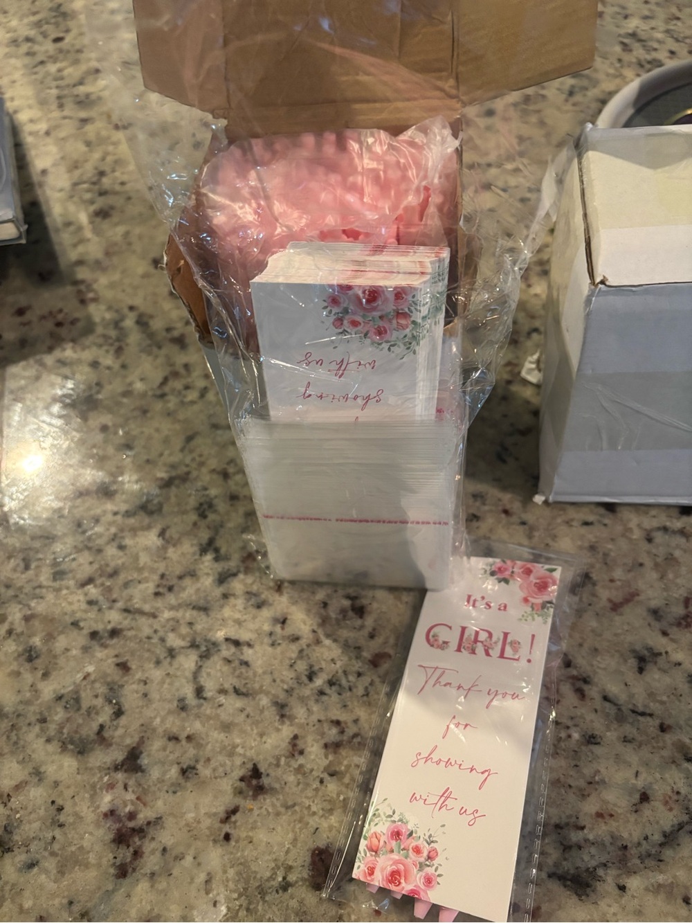 Pink 'It's a Girl!' Thank You Tags - Party Favor Cards